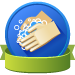 A person washing their hands icon