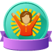 A person with both hands in the air icon