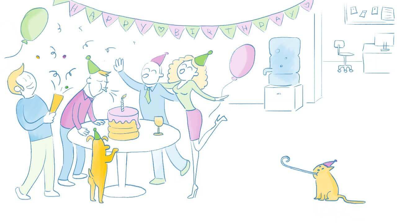 A fun birthday party at work illustration