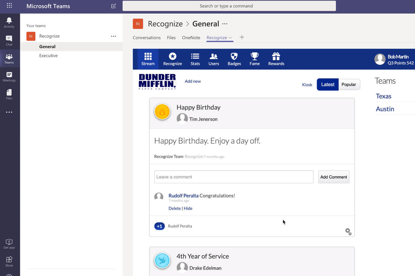 Microsoft integration for Recognize