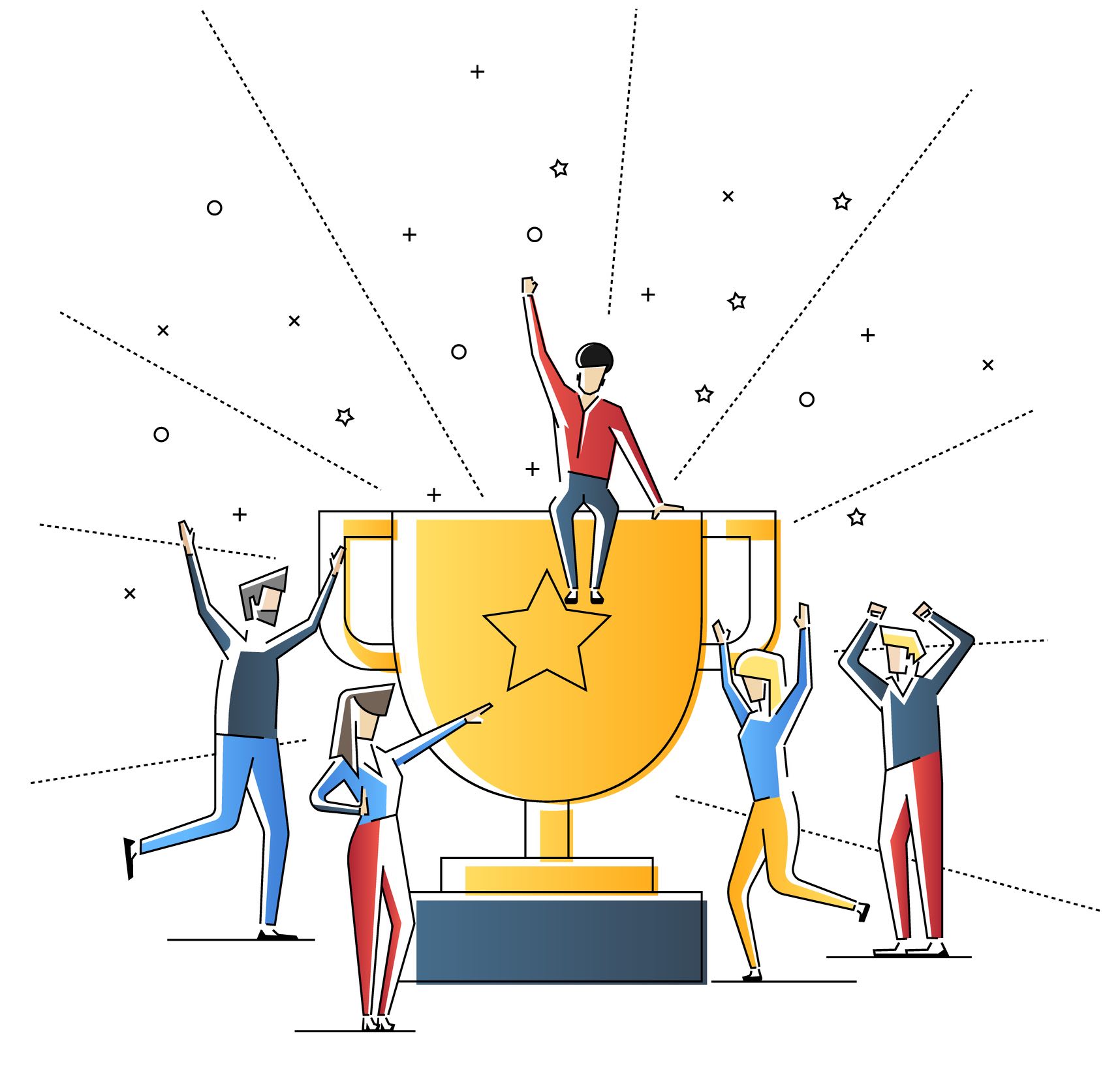 Illustrations of people showing employee recognition