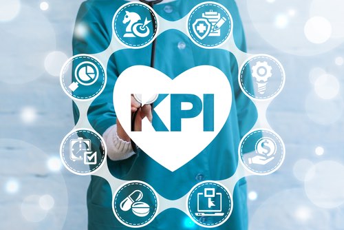 A photo showing a number of icons symbolizing KPIs, such as wellness and efficiency.