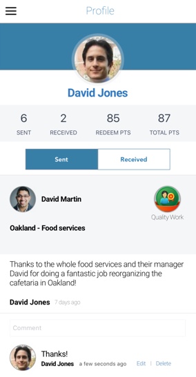See how many points you have left to redeem, the recognitions you've received, and the employee recognitions you've sent