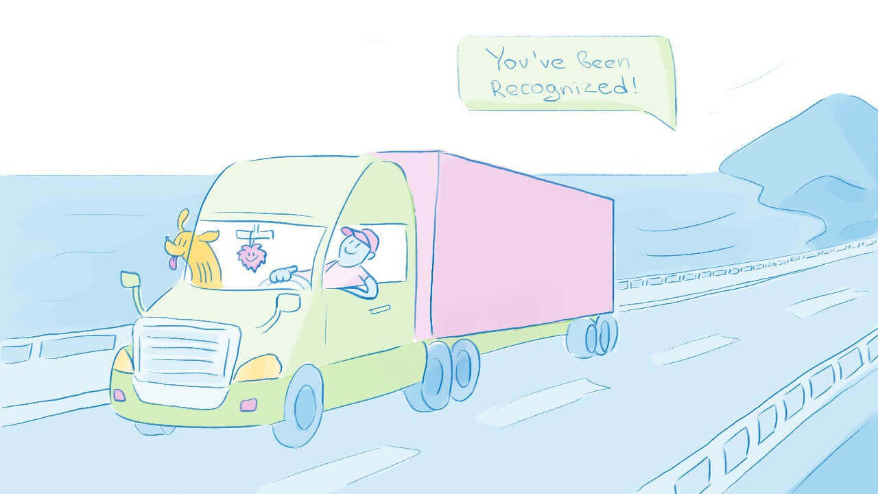 Truck driver getting a recognition on the go