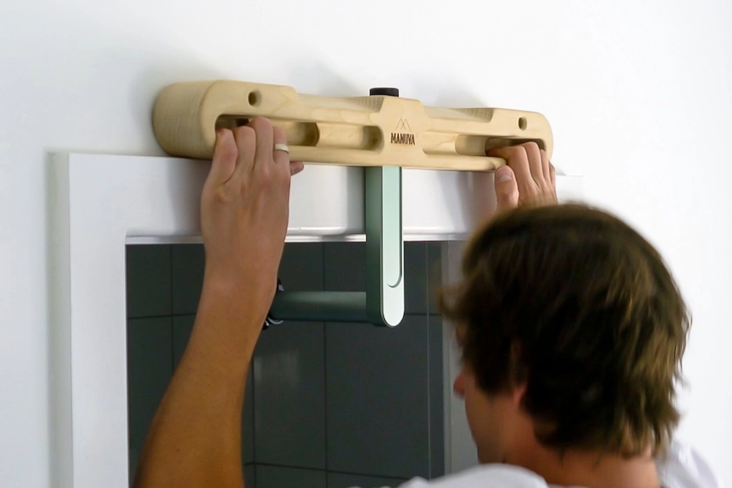 A climber training at home