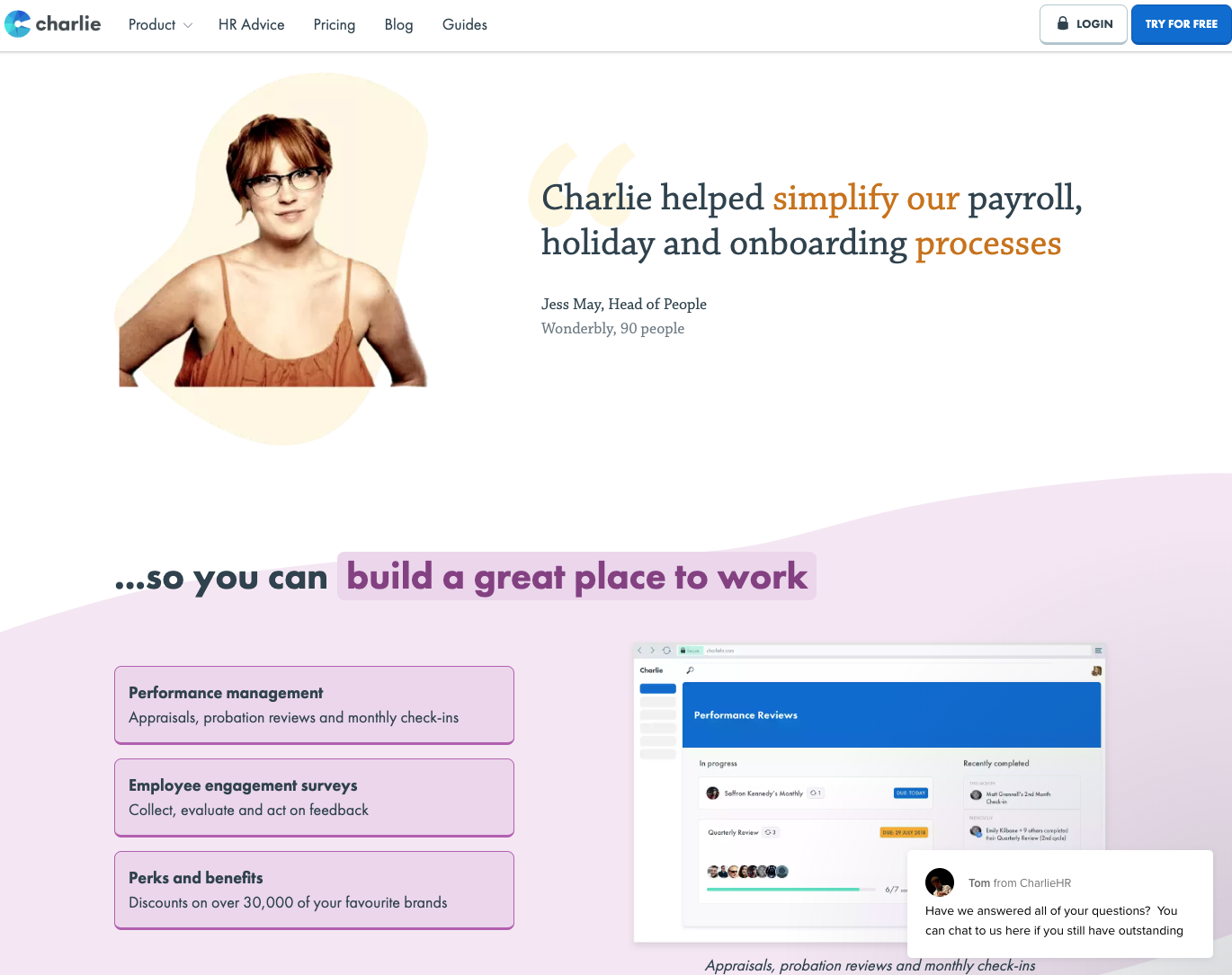 Charlie.com homepage