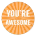 Orange circular badge with white You're Awesome text