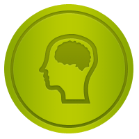 Green circular badge with a side-profile head icon