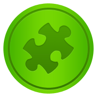 Green circular badge with a puzzle piece icon