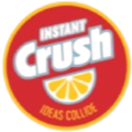 Red circular badge with orange slice lettering
