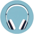 Light blue circular reward icon with headphone