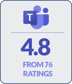 Recognize has the best rating in the Microsoft Teams Store of 4.8 with over 70 reviews.