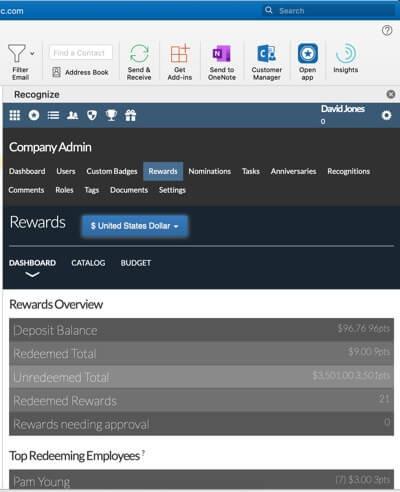 Outlook Employee Recognition | Recognize App